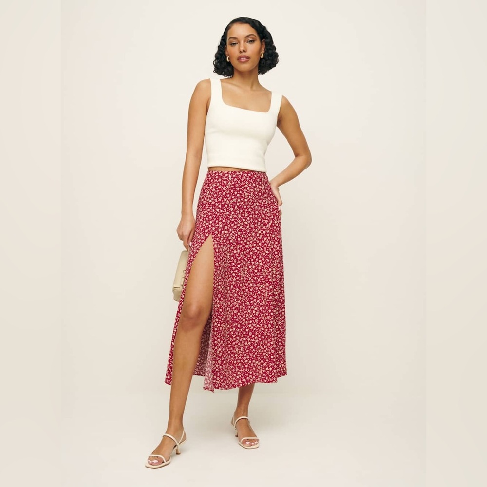 Floral Red Reformation Skirt